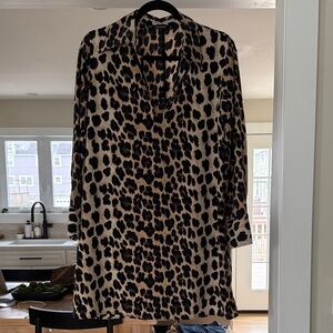 Zara Leopard Print Tunic Dress in Black and Tan